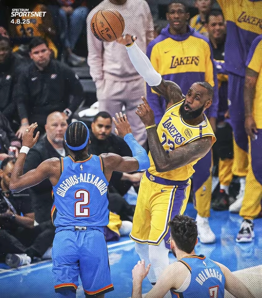 詹姆斯传射助湖人战胜爵士，四连胜